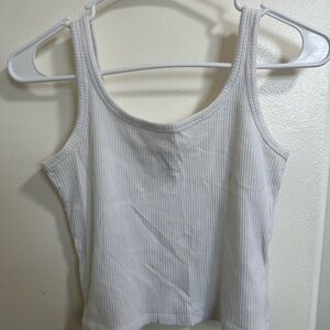 Hollister White Ribbed Tank Top